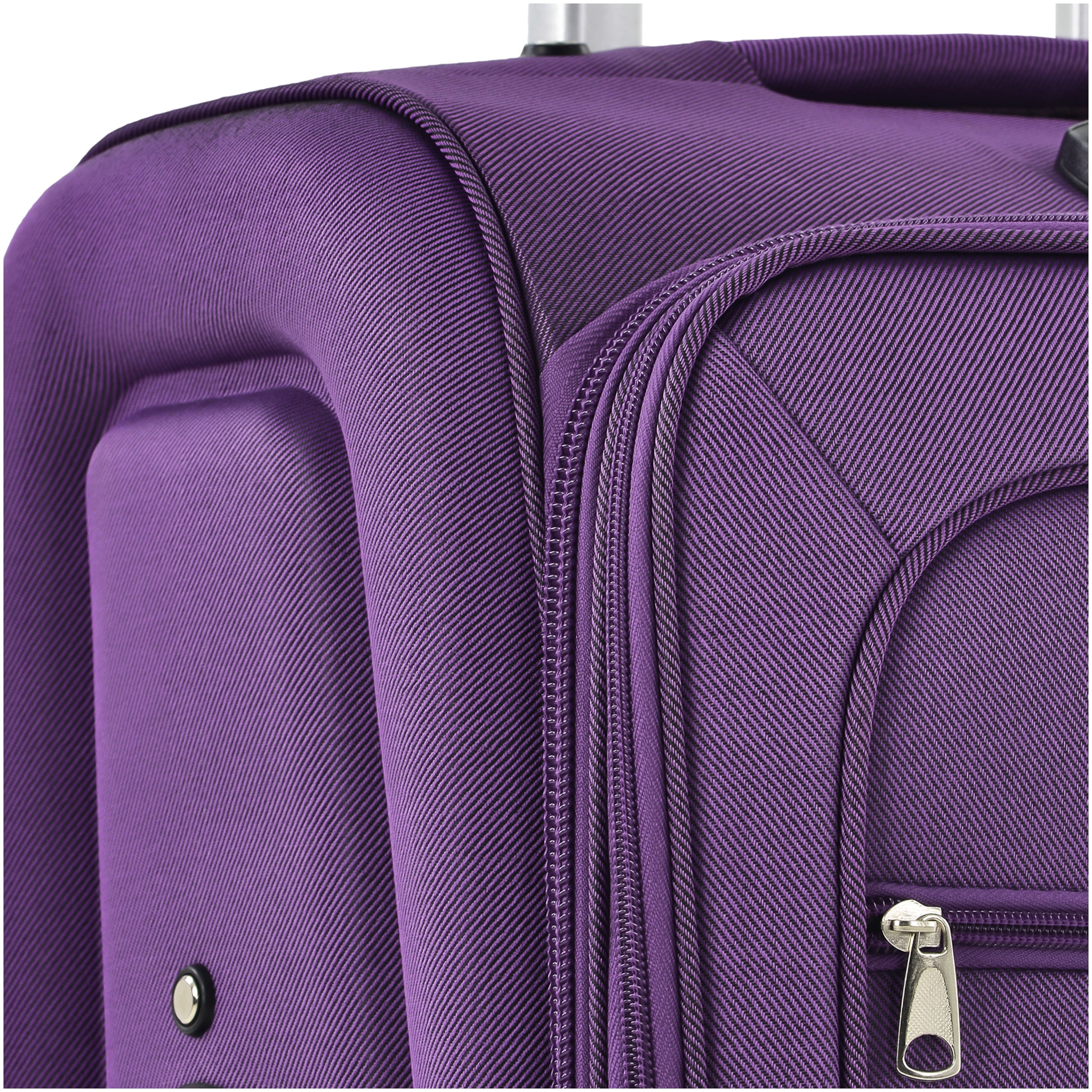 3-Piece Expandable Softside Luggage Set in Purple, Lightweight TSA Lock Spinner Suitcases