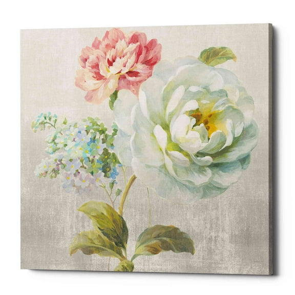 Epic Graffiti "Textile Floral Square I No Lace" by Danhui Nai, Giclee Canvas Wall Art - 26" x 26"