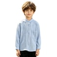 thumbnail image 4 of Fozruso Boys Striped Long Sleeve Shirt Soft Breathable Button Up Shirts for Toddler and Kids Daily Wear, 4 of 6