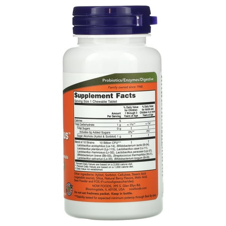 NOW Foods Extra Strength Berrydophilus 10 Billion Cfu 50 Chwbls