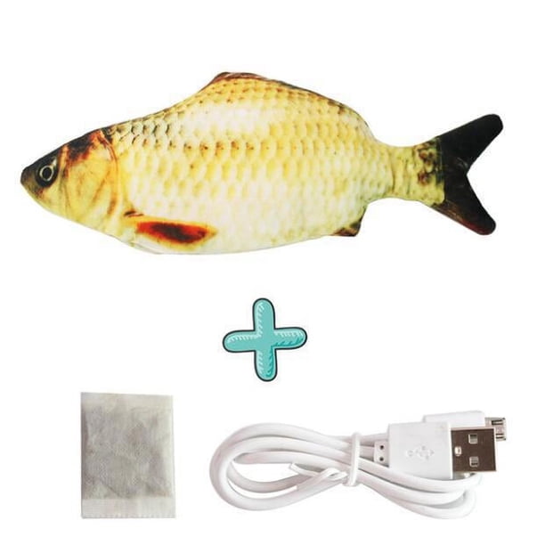 Pez eléctrico divertido gato pez juguete para mascotas recargable por usb pez saltador de cola juguete de gato de peluche pez de simulación