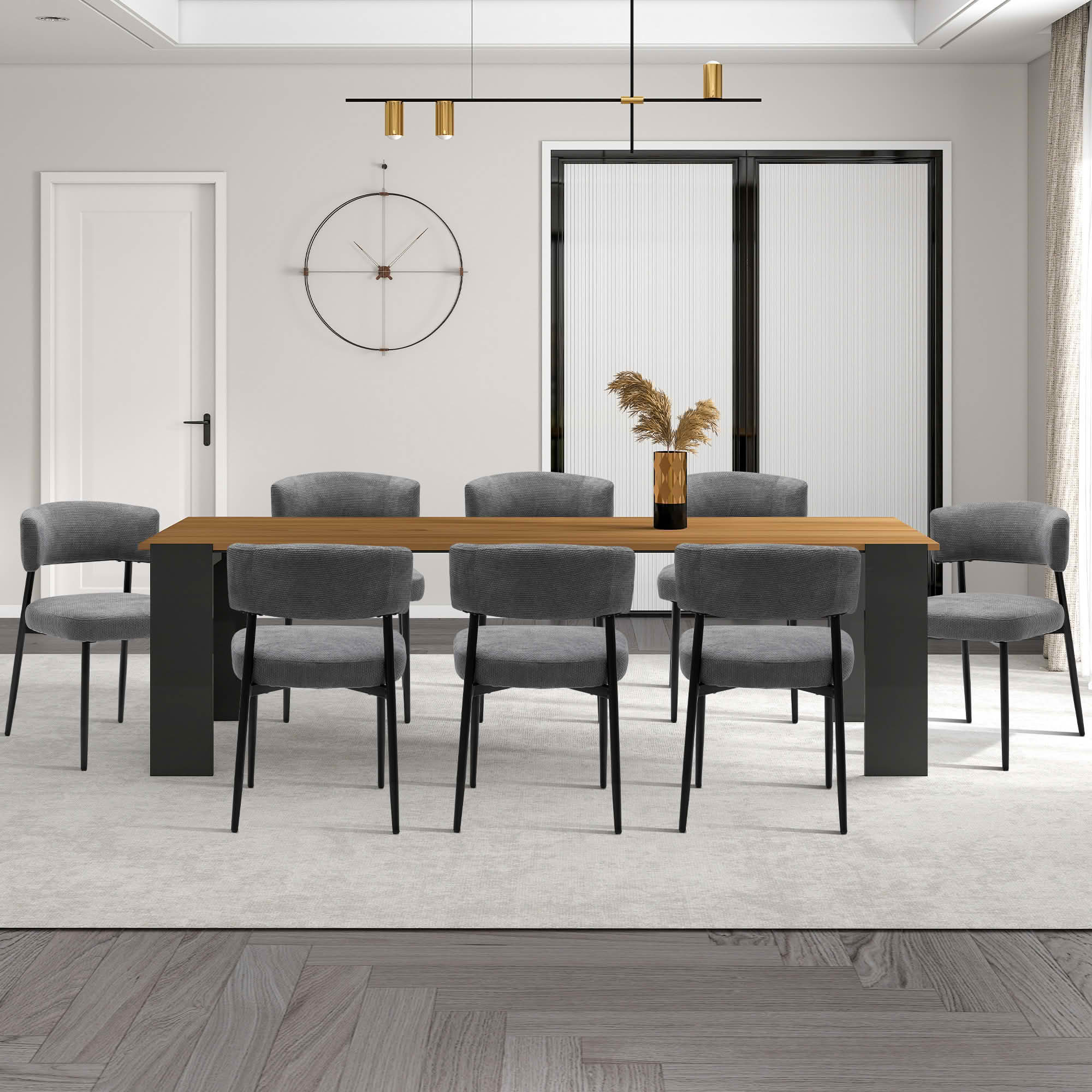 MAYEERTY Set of 4 Upholstered Modern Dining Chairs Curved Back Sturdy Metal Frame