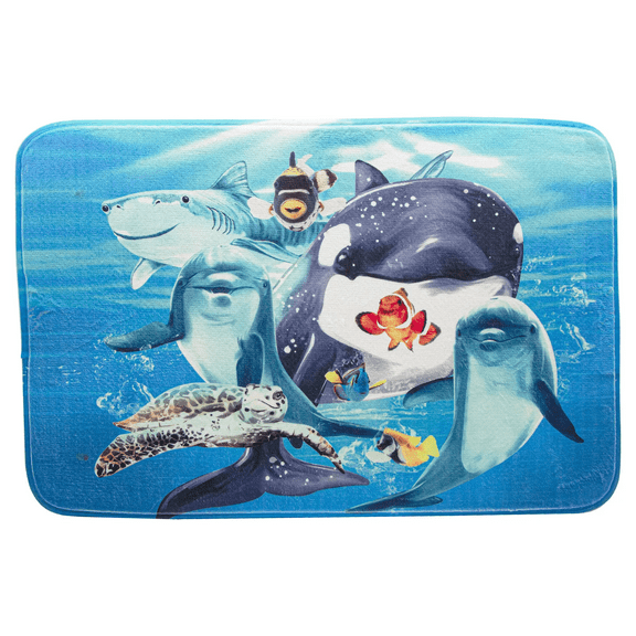 Aquarium Selfie Non Slip Memory Foam Comfort Bath Mat 24" x 16"