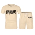thumbnail image 4 of Los Angeles Graphic Short Sets for Men Relaxed Fit Crewneck T Shirt and Shorts 2 Piece Matching Set Mens Summer Outfits, 4 of 7