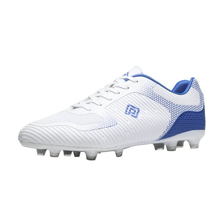 DREAM PAIRS Mens Soccer Cleats Outdoor Football Shoes Firm Ground Soccer Shoes SUPERFLIGHT-2 WHITE/ROYAL Size 12