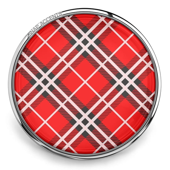 Choose Color | Plaid Pattern Snap Jewelry Ginger Charm Button, For Interchangeable DIY Customizable Accessories