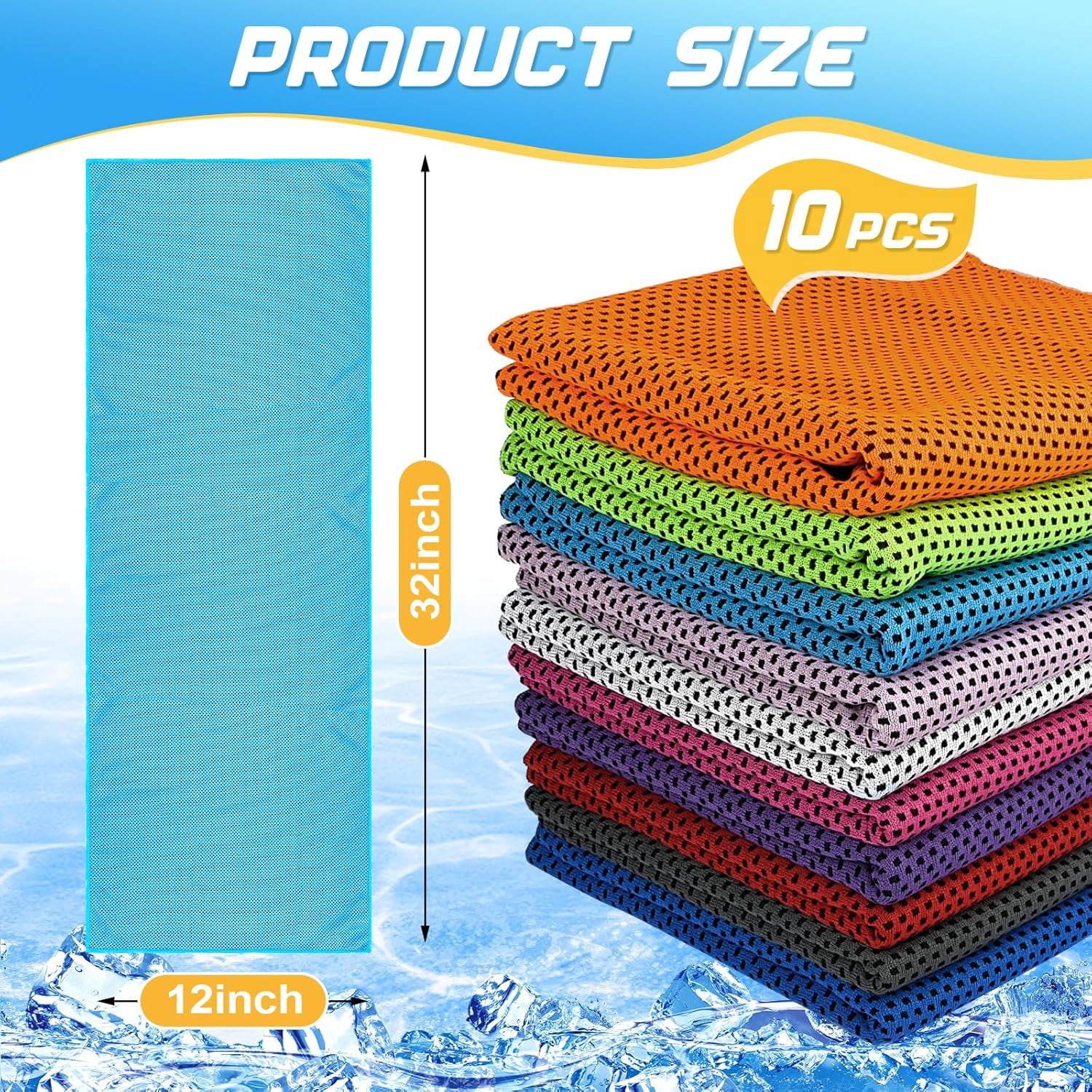 30pcs Cooling Towels for Neck and Face (30"x12"), Ice Microfiber Cooling Towels Bulk for Workout Chill Sweat Towels Cooling Neck Wraps for Gym Yoga Golf Running Sport