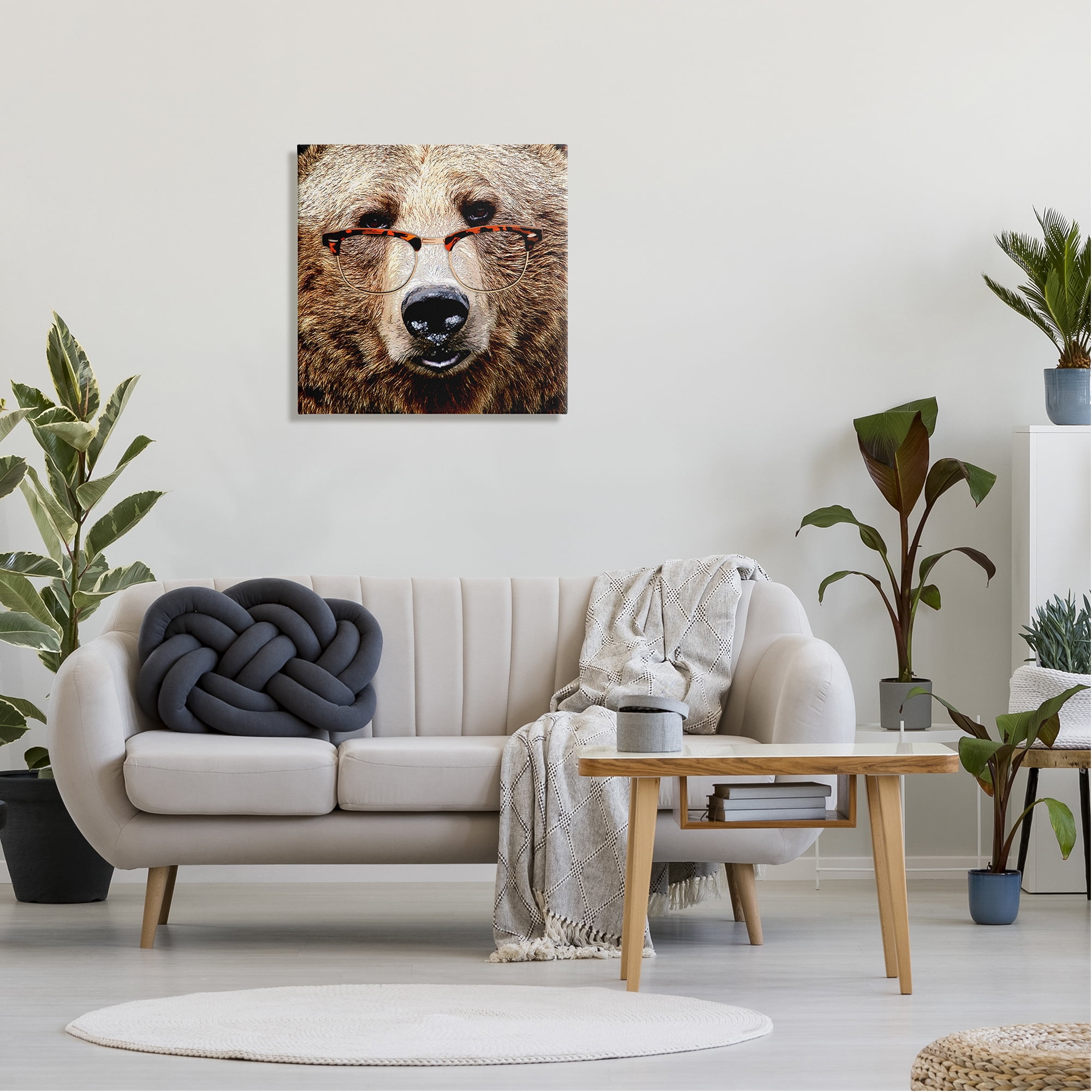 Stupell Wildlife Grizzly Bear Glasses Animals & Insects Painting Gallery Wrapped Canvas Print Wall Art