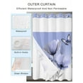 thumbnail image 2 of No Hook Cloth Fabric Shower Curtain with Snap in Liner, Spring Tulip Waterproof Shower Curtains Set with See Through Top Window, Watercolor Purple Flowers Butterfly Plants Bath Curtains 48"x72", 2 of 6