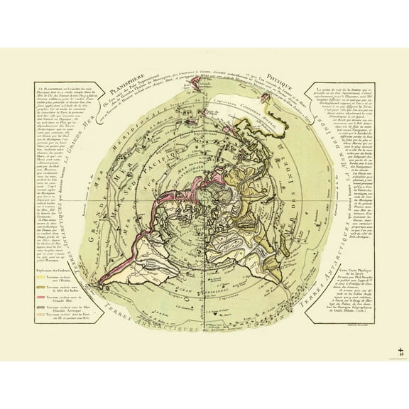 Historic Map - World Planisphere Physical - De L'isle 1756 - 30.02 x 23 - Vintage Wall Art