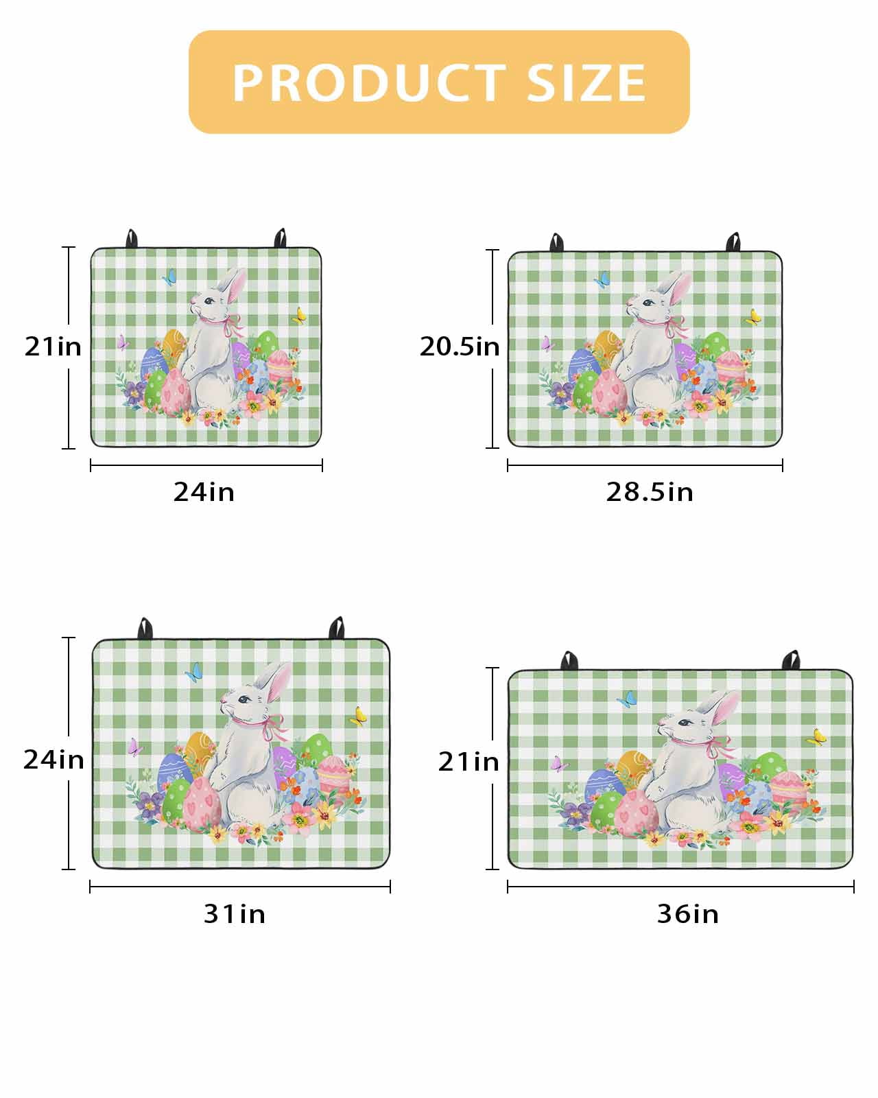 Large Induction Cooktop Protector Mat Easter Stove Top Covers for Electric Stove, Spring Watercolor Bunny Eggs Butterflies Green Plaid Decorative Stove Burner Cover Mats, Glass Top Stove Cover