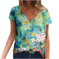 thumbnail image 2 of Blouse d'Été Grande Taille à Manches Courtes pour Femmes, Blouse Imprimée d'Été, T-Shirts Décontractés à Col en V, Hauts à Manches Courtes, T-Shirt à Col en V pour Femmes en Liquidation, 2 of 5
