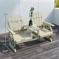 thumbnail image 3 of Outsunny 2-Seat Wooden Garden Bench with Center Table, Firwood Patio Bench with Umbrella Hole, High Backrest and Armrests, Rustic Wagon Wheel Design for Backyard and Porch, Natural, 3 of 8