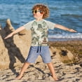 thumbnail image 3 of FORMRS Boys Rash Guard Short Sleeves Swim Shirt Quick Dry UPF 50+ Sun Protection, Sizes 3-12T, Green Mountain Pattern, 3 of 6