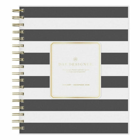 2026 Blue Sky Day Designer 10" x 8" Weekly & Monthly Personal Organizer Plastic Cover Rugby Stripe