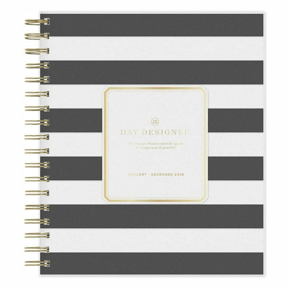 2026 Blue Sky Day Designer 10" x 8" Weekly & Monthly Personal Organizer Plastic Cover Rugby Stripe