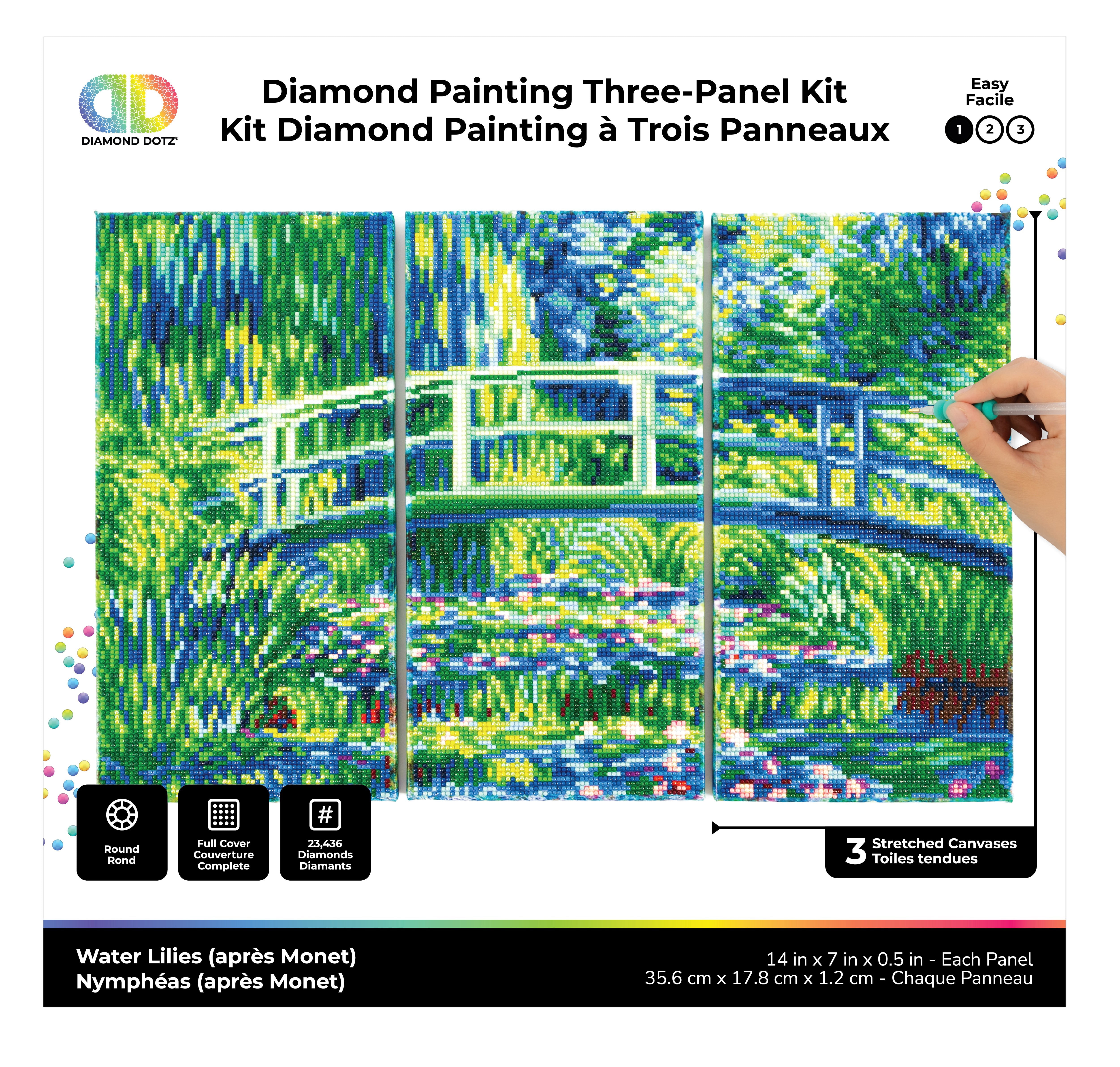 DIAMOND DOTZ® Water Lilies (Après Monet) Triptych Diamond Painting Kit