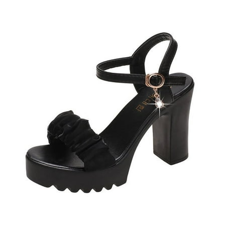 

Fesfesfes Womens Shoes Dressy Casual Peep-toe Pump Women s Summer Casual Round-toe Sandals High-heeled Platform Fashion Sandals 7(39)