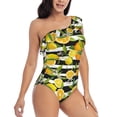 thumbnail image 3 of Gaeub Orange and Lemon Women's One Shoulder Ruffle Tummy Control Swimwear for Swimming Surfing Beach Party - Medium, 3 of 8