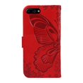 thumbnail image 5 of SaniMore Wallet Case for iPhone 8 Plus/7 Plus, PU Leather Embossed Butterfly Flip Folio Cover Card Holder [Kickstand][Wrist Strap] All Arpund Protective Shockproof Shell, Red, 5 of 18
