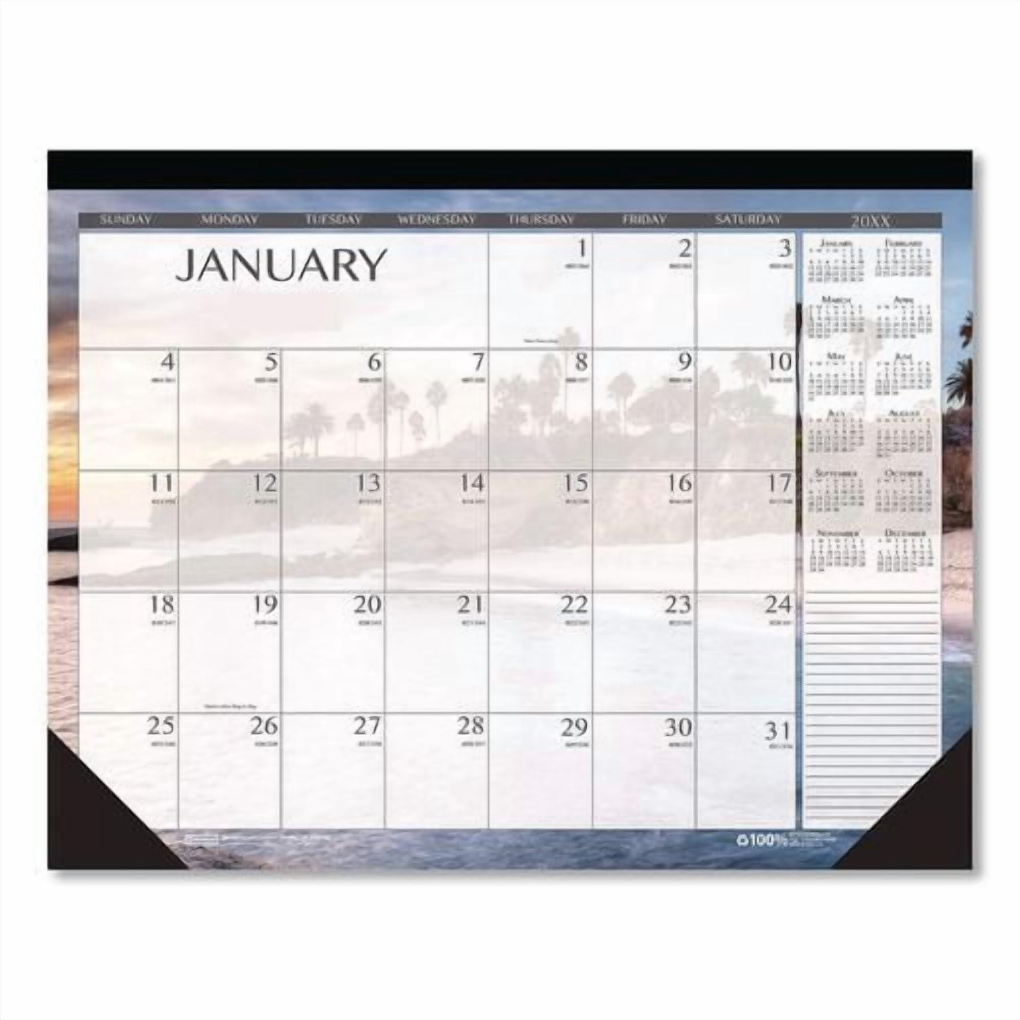 Recycled Earthscapes Desk Pad Calendar, Seascapes Photography, 18.5 x 13, Black Binding/Corners,12-Month (Jan to Dec): 2026 | Bundle of 2
