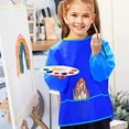 thumbnail image 4 of Delantales de pintura de manga larga para niños con puños ajustados elásticos impermeables y repelentes de pintura, azul, M, 4 of 5