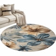 thumbnail image 6 of Blue Brown Botanical Round Rug 3.3ft Washable Circle Entryway Rugs Non Slip Farmhouse Flowers Summer Area Rug Indoor Floor Carpet for Bedroom Kitchen Living Room Home Office Dining Room Nursery, 6 of 8