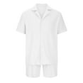 thumbnail image 3 of Fanxing 2025 Men's Short Sets Outfits: 2 Piece Beach Button Down Shirts Casual Loose Pants Short Sleeve Walking Suits, 3 of 4