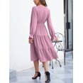 thumbnail image 6 of Women's Spring Dress, Long Sleeve Mini Tunic Casual V Neck Wedding Guest Dresses, 6 of 7