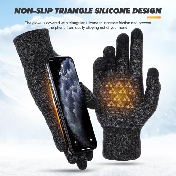 LITINKIMI Winter Beanie Hat Set with Touchscreen Gloves and Cozy Warm Scarf, Black - Outdoor Cold Weather Accessories