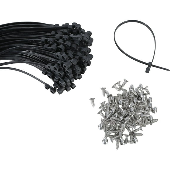 100pcs 12 inches Black Ties Cable Ties with Screw Mounting Hole Nylon Cable Ties for Outdoor & Industrial Use