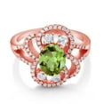 thumbnail image 2 of Gem Stone King 2.92 Ct Oval Green Peridot 18K Rose Gold Plated Silver Ring (Size 5), 2 of 3