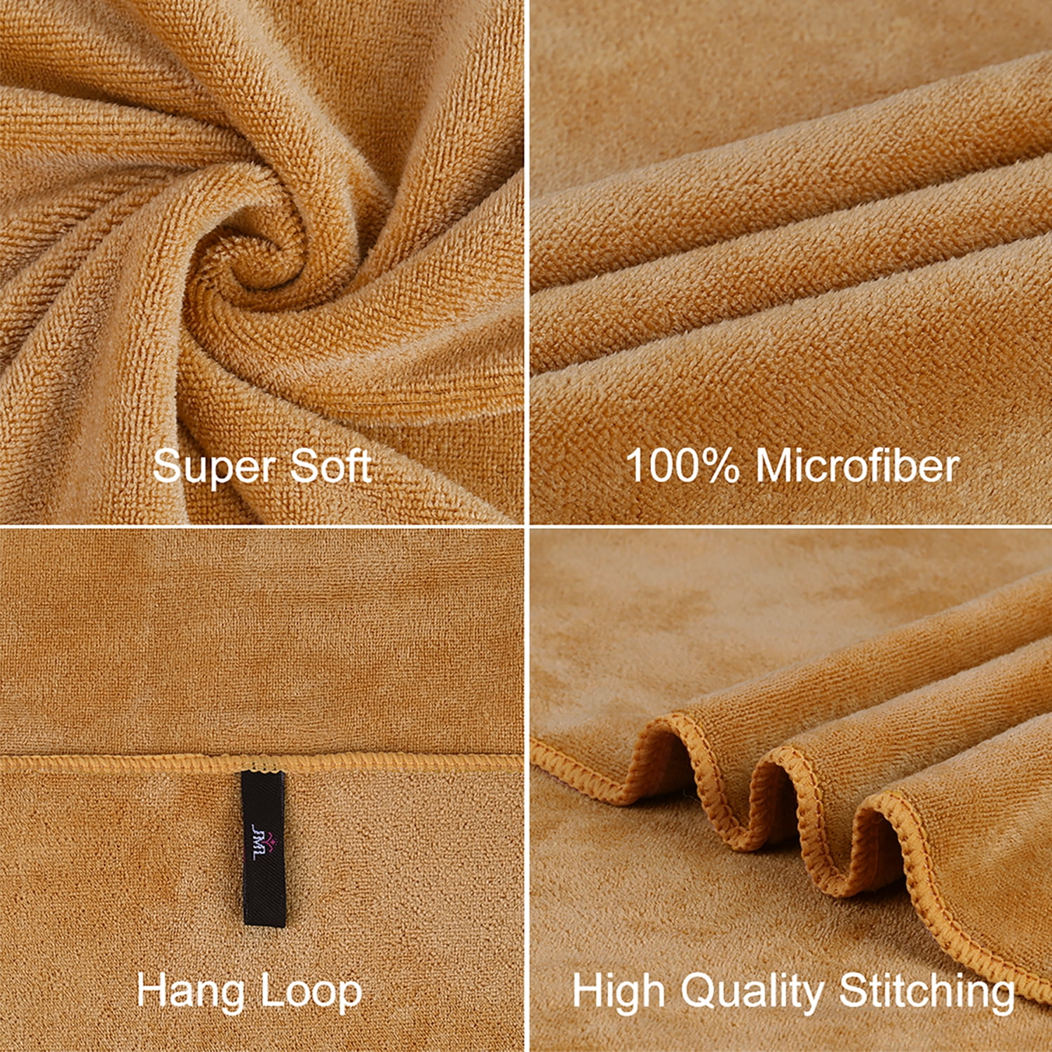 JML Large Bath Towel Set 4 Pack, 30"x60",Brown & Camel, 400GSM, Soft, Absorbent, Microfiber Bath Towel Quick Drying, Lint-free, No Fading