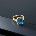 thumbnail image 6 of Gem Stone King 18K Yellow Gold Plated Silver London Blue Topaz Ring for Women (7.68 Cttw, Emerald Cut 12X10MM, Gemstone Birthstone, Available in Size 5, 6, 7, 8, 9), 6 of 6