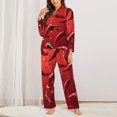 thumbnail image 2 of Honeii Floating Red Chili Peppers Print Women's Pajama Sets Long Sleeve Button Down Sleepwear Nightwear Soft Pjs Lounge Sets 2PCS-XX-Large, 2 of 7