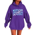 thumbnail image 3 of Pop cazadora para niña Demo-n Hunters Unisex Fashion Hooded Sweatshirt Streetwear Soft Comfortable Long Sleeve Hoodie for Daily Wear Spring Fall Winter （Purple）, 3 of 4