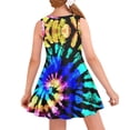 thumbnail image 2 of Renewold Novelty Tank Top Dress Loose Knee Length Sleeveless Sundress for Toddle Rainbow Whilpool Tie Dye Self Cultivation Dresses Teen Girls Outfits Size 5-6, 2 of 6