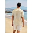 thumbnail image 3 of COOFANDY Men Summer Henley Shirts Button Vacation T-Shirt Collarless Casual Shirt, 3 of 9
