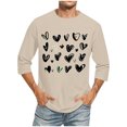 thumbnail image 2 of Jinhomg Mens Holiday Tops 2025 Trendy Valentine's Day Heart Print Shirts Big and Tall Comfy 3/4 Sleeve Crew Neck T-Shirts Male Dating Wear Beige L, 2 of 4