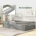 thumbnail image 6 of Miniyam Wood Twin Size Floor Bed with High Guardrail, Gray, 6 of 7
