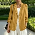 thumbnail image 2 of BiZtdJrK Summer Linen Blazer Jacket for Women Long Sleeve Lightweight Suit Coats Dressy Cotton Work Blazers Cardigans Yellow M, 2 of 6