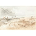 thumbnail image 2 of British 19th Century 18x14 Black Ornate Wood Framed Double Matted Museum Art Print Titled - Shore Scene with Boats in Choppy Water (First Half 19th Century), 2 of 5