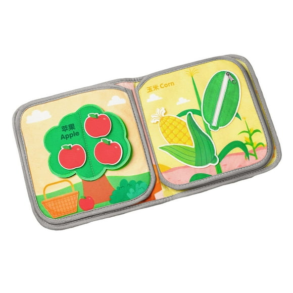 Libro de tela para bebés Actividad del libro de reconocimiento para niños Juguesa de educación temprana para niños para niños y niñas de 0-3 años Fruta y verdura