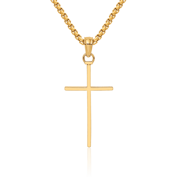 10K Solid Yellow Gold Latin Mexican Holy Cross Necklace Religious Chain Pendant Jesus Christ Charm