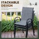 thumbnail image 5 of ZYPPPA Patio Chairs Stackable Dining Chairs Set of 4 Metal and Teslin Outdoor Chairs for Lawn Deck Balcony Porch (Grey), 5 of 8