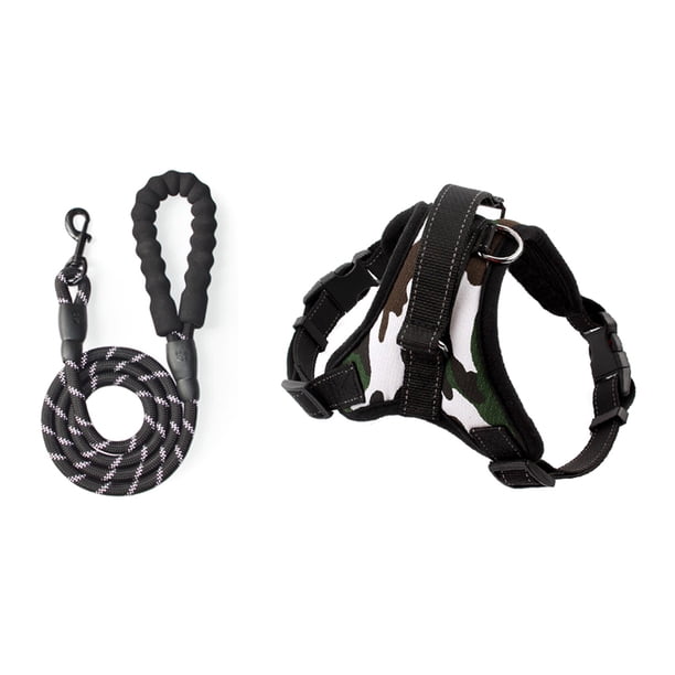 Greeniant Arnés de malla y correa Chaleco ajustable de liberación rápida Cuerda de tracción para grandes medianos con manija de PU Caminar de noche Suministros para perros S Greeniant PT000566-01