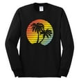 thumbnail image 2 of Two Coconut Palm Trees Beach Sunset | Mens Pop Culture Long Sleeve T-Shirt, Black, Small, 2 of 4