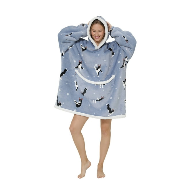 Faithtur Universal Warm Hooded Sweater Fashion Printing Mink Wool Home Clothes