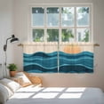 thumbnail image 4 of Teal Waves Tier Curtains, Watercolor Sun Turquoise Ombre Light Filtering Kitchen Curtains, 2Pcs Rod Pocket Half Window Treatments Panels for Sink Cafe Cabinet Camper 27.5x36 Inches, 4 of 9