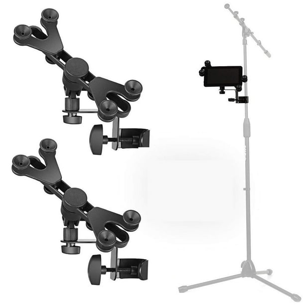 Pack de 2 soportes para tabletas - Hola! Soporte para micrófono musical, soporte para tabletas o teléfonos inteligentes, se adapta a dispositivos de 6 a 15 pulgadas